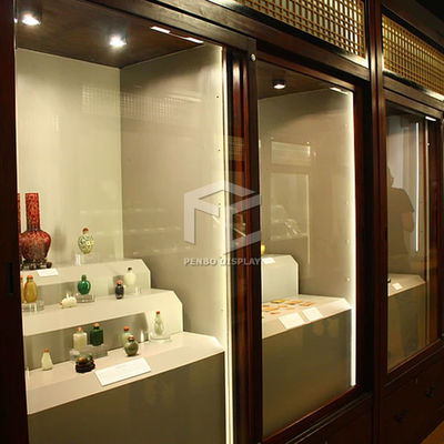 T4 LED Wooden Exhibition Show Case Monomer Design Museum Display Cabinets